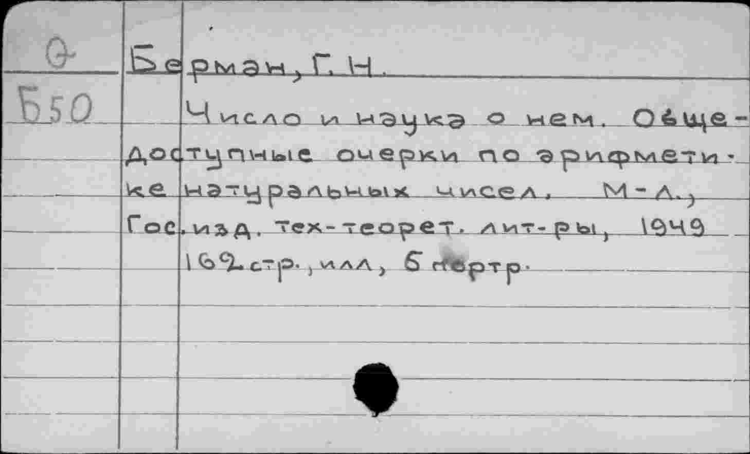 ﻿0	Ь e	р м д н ; Г, Н ■
		М и ел о UL 1-* •avj v< Э ° нем. О 4 цце. -
	ДОС	т^пwbiе о«ерк.и поэрнгумети -м3~Lj ральн<ь\к	цие^л ,	М-А.^
—	Гое	. иа а, тех.- -еорет. /i ит- р ы ,	\Q4Q _ lb'i.cTp. ,ИЛА, S гЛЬотр-
		
		
—	—	t
		